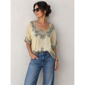 Joolay Silk Sheer Top Blouse Sequins Embroidered Women’s Medium